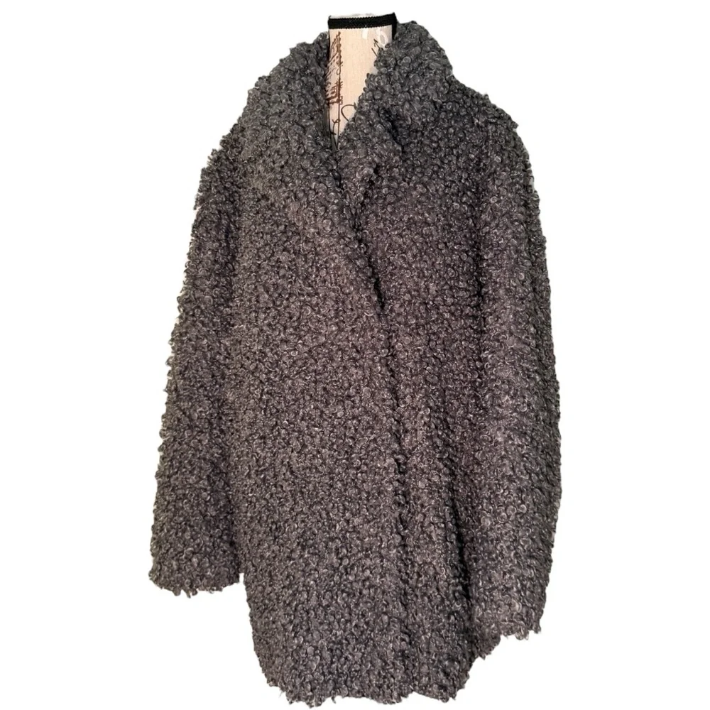 EUC $750 Tibi Grey Faux Curly Lamb Coat - Picture 4 of 16